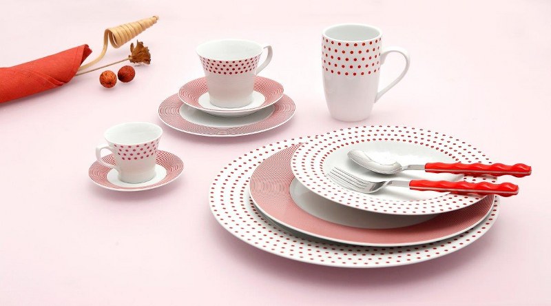 Σετ Φλυτζάνια Τσαγιού 6τμχ Πορσελάνης 220ml Matrix Red 